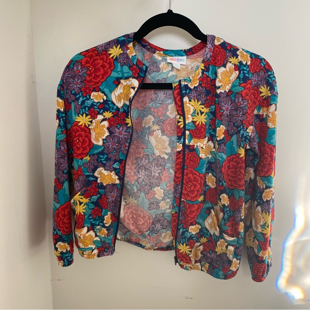 LULAROE MONROE GIRLS FLORAL LIGHT JACKET  SZ 14